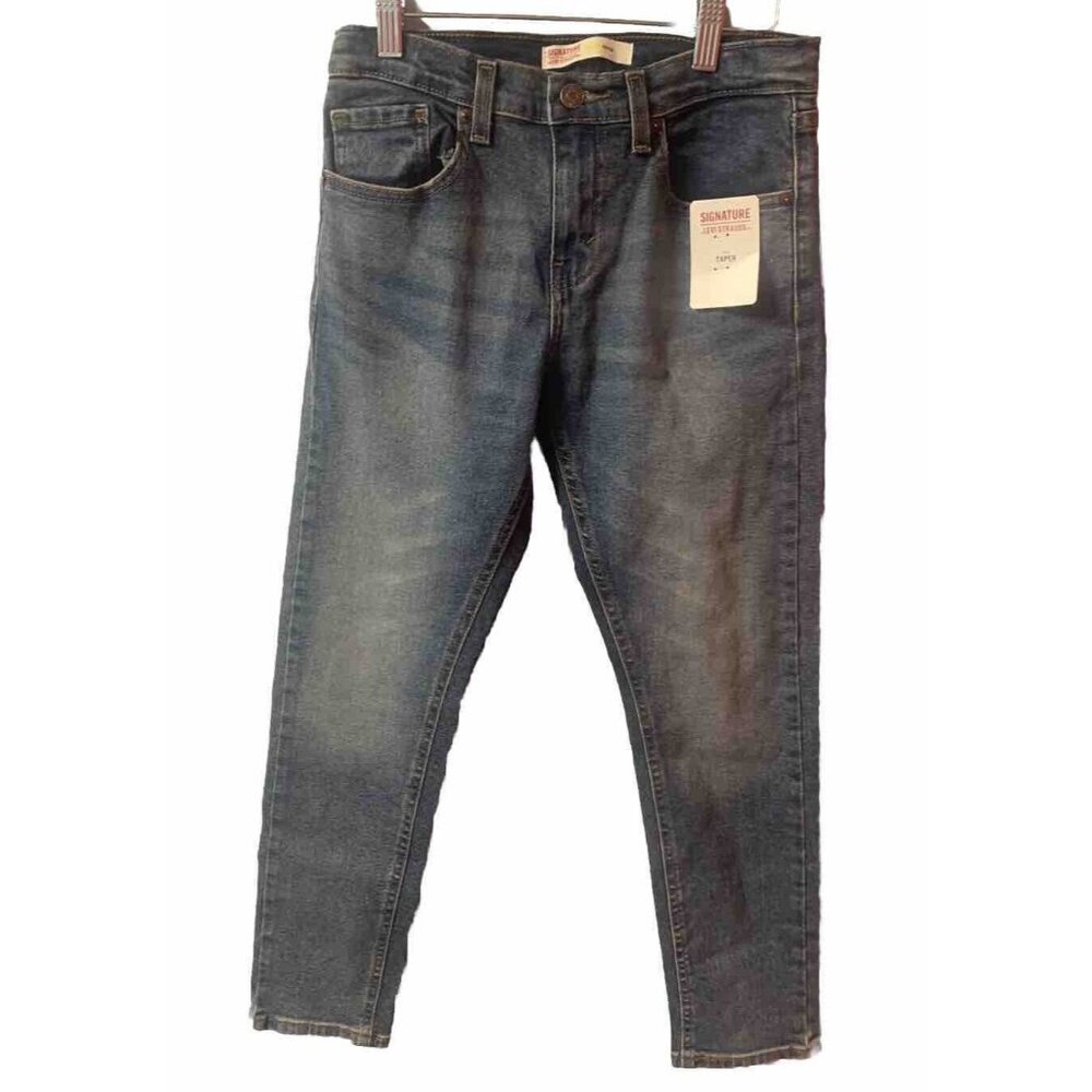 Levi Strauss Signature Size 12R Super Flex Adjustable Boys Taper Jeans Waist NWT
